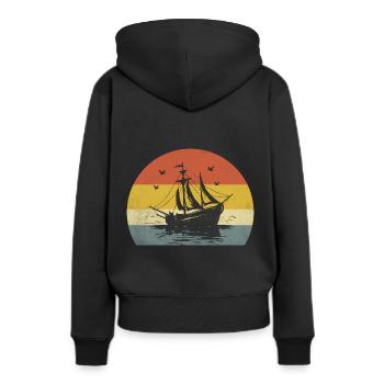 Retro Bootfahren Paddelboot - Frauen Premium Bio Hoodie - Schwarz - Hinten - Julia (174cm)
