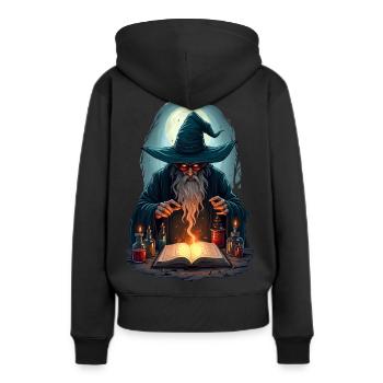 Meister der Zauberei - Frauen Premium Bio Hoodie - Schwarz - Hinten - Julia (174cm)
