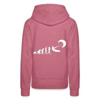 Kiten - Frauen Premium Bio Hoodie - Malve - Hinten - Isabella (175cm)