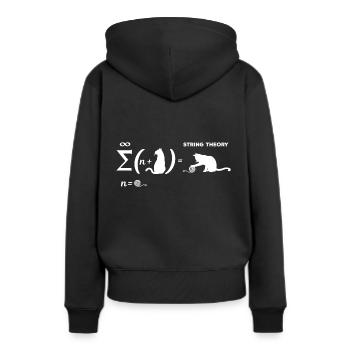 Schrödingers Stringtheorie - Frauen Premium Bio Hoodie - Schwarz - Hinten - Julia (174cm)