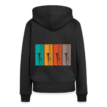 Tromboniste Rétro Trombone Marching Band Tro - Sweat à capuche Premium bio Femme - noir - Dos - Julia (174cm)