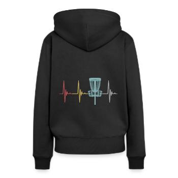 Disc Golf Retro Herzschlag Geschenk Frisbee Spiele - Frauen Premium Bio Hoodie - Schwarz - Hinten - Julia (174cm)