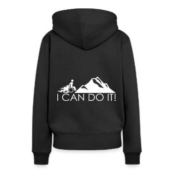 Rollstuhl Behinderung - Frauen Premium Bio Hoodie - Schwarz - Hinten - Julia (174cm)