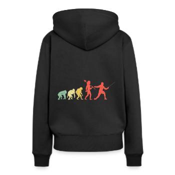 Evolution Fechten Schwert Degen Fechter Athlet - Frauen Premium Bio Hoodie - Schwarz - Hinten - Julia (174cm)