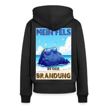 Mein Fels in der Brandung - deutsche Version - Frauen Premium Bio Hoodie - Schwarz - Hinten - Julia (174cm)