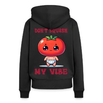 N’écrase pas mon ambiance - Sweat à capuche Premium bio Femme - noir - Dos - Julia (174cm)