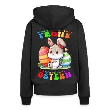 Frohe Ostern - Frauen Premium Bio Hoodie - Schwarz - Hinten - Julia (174cm)