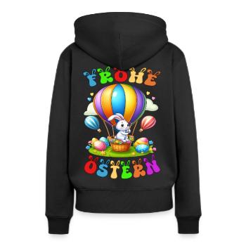 Joyeuses Pâques - Sweat à capuche Premium bio Femme - noir - Dos - Julia (174cm)