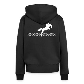 DNA Springreiten - Frauen Premium Bio Hoodie - Schwarz - Hinten - Julia (174cm)