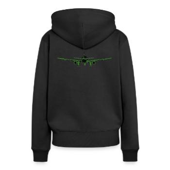 Airplane neon green - Women’s Premium Organic Hoodie - black - Back - Julia (174cm)