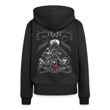 Biker & Rockabilly T-shirt Ride Free Black Design - Frauen Premium Bio Hoodie - Schwarz - Hinten - Julia (174cm)