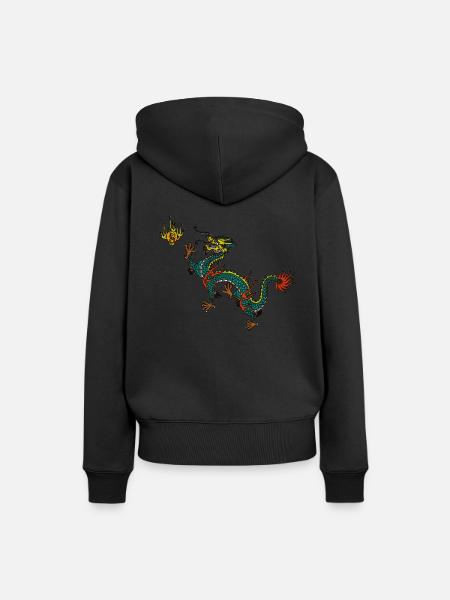 Drache Drachen - Dame Premium hoodie, økologisk bomuld - sort