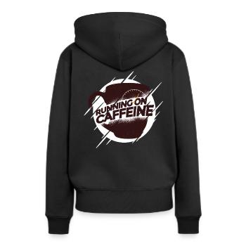 Café Caféine Grain - Courir sur la caféine - Sweat à capuche Premium bio Femme - noir - Dos - Julia (174cm)