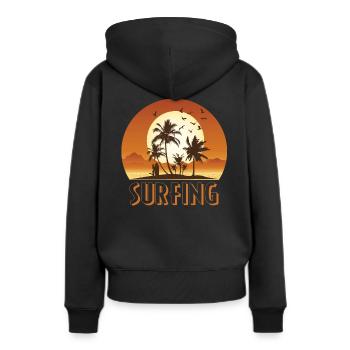 Surf surf surf - Sweat à capuche Premium bio Femme - noir - Dos - Julia (174cm)