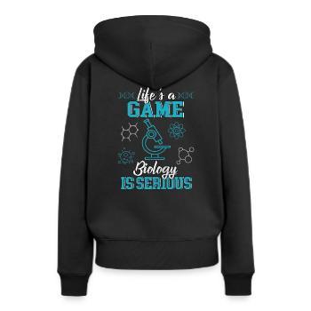 Biologie - Frauen Premium Bio Hoodie - Schwarz - Hinten - Julia (174cm)