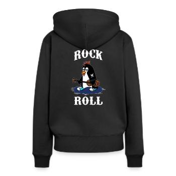 Musicien RocknRoll Rocker Tattoo Penguin - Sweat à capuche Premium bio Femme - noir - Dos - Julia (174cm)