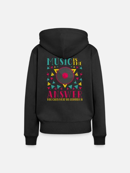 Vinyl Musiker Retro Musik Vinyl Vintage Musizieren - Dame Premium hoodie, økologisk bomuld - sort