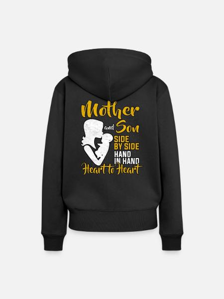 Mutter und Sohn - Frauen Premium Bio Hoodie - Schwarz