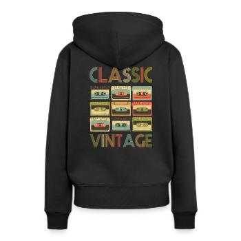 Années 80 Années 90 Retro Vintage Classic old school - Sweat à capuche Premium bio Femme - noir - Dos - Julia (174cm)