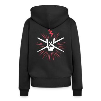 Batterie Batterie Batteur RocknRoll Batteur - Sweat à capuche Premium bio Femme - noir - Dos - Julia (174cm)