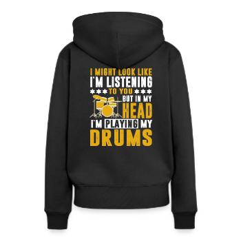 Schlagzeug Schlagzeuger - Frauen Premium Bio Hoodie - Schwarz - Hinten - Julia (174cm)