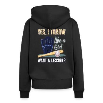 Balle de baseball softball bat gant sport - Sweat à capuche Premium bio Femme - noir - Dos - Julia (174cm)
