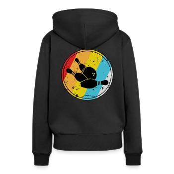 Boule de bowling - Sweat à capuche Premium bio Femme - noir - Dos - Julia (174cm)