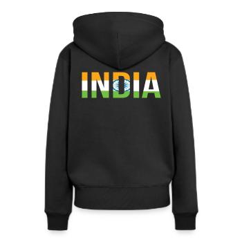 Inde - Sweat à capuche Premium bio Femme - noir - Dos - Julia (174cm)