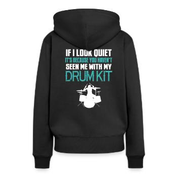 Schlagzeug Schlagzeuger - Frauen Premium Bio Hoodie - Schwarz - Hinten - Julia (174cm)