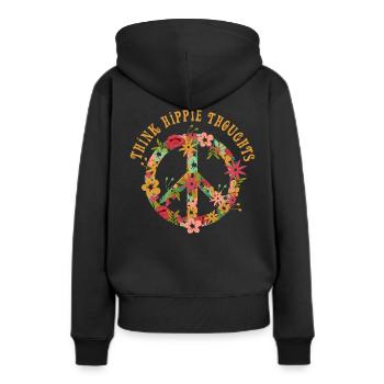 Hippie Hippies Peace Peacezeichen Liebe - Frauen Premium Bio Hoodie - Schwarz - Hinten - Julia (174cm)