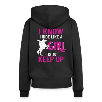 Cavalier de cheval cavalier de cheval - Sweat à capuche Premium bio Femme - noir - Dos - Julia (174cm)