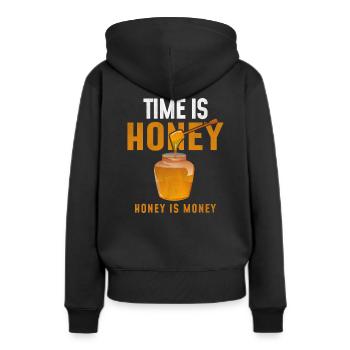 Abeilles Abeilles Abeilles Abeilles Apiculteurs - Sweat à capuche Premium bio Femme - noir - Dos - Julia (174cm)