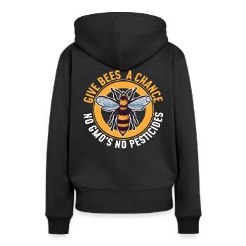 Honigbiene - Frauen Premium Bio Hoodie - Schwarz - Hinten - Julia (174cm)