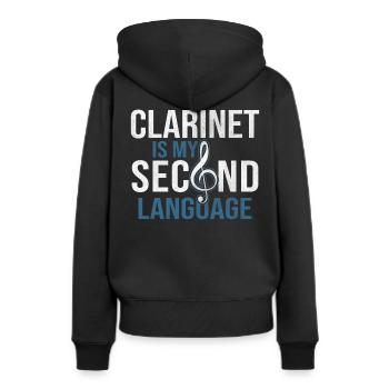 Instrument à vent clarinette - Sweat à capuche Premium bio Femme - noir - Dos - Julia (174cm)