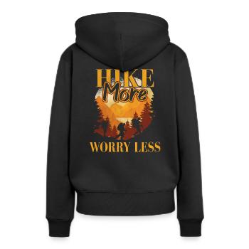 Wandern Wanderung - Frauen Premium Bio Hoodie - Schwarz - Hinten - Julia (174cm)