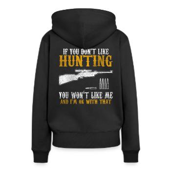 Jagen Jäger - Frauen Premium Bio Hoodie - Schwarz - Hinten - Julia (174cm)