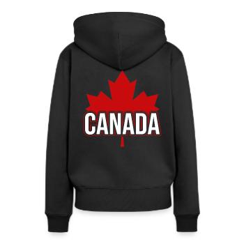 Kanada Flagge Ahornblatt Herkunft Kanadier - Frauen Premium Bio Hoodie - Schwarz - Hinten - Julia (174cm)
