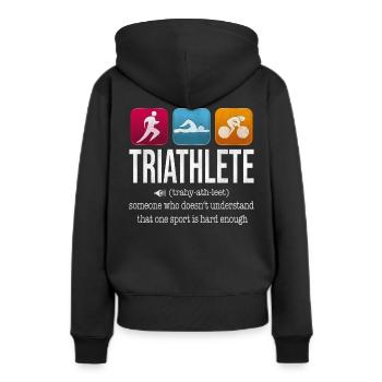 triathlète - Sweat à capuche Premium bio Femme - noir - Dos - Julia (174cm)