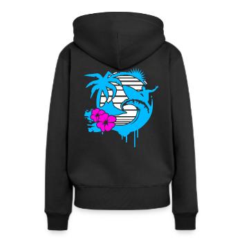 Surfeurs - Sweat à capuche Premium bio Femme - noir - Dos - Julia (174cm)