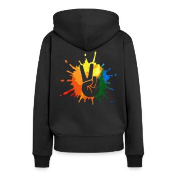 Peace Peacezeichen - Frauen Premium Bio Hoodie - Schwarz - Hinten - Julia (174cm)