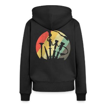 Dudelsack - Frauen Premium Bio Hoodie - Schwarz - Hinten - Julia (174cm)