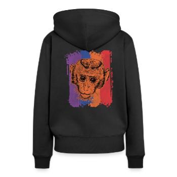 Affe Affen - Frauen Premium Bio Hoodie - Schwarz - Hinten - Julia (174cm)