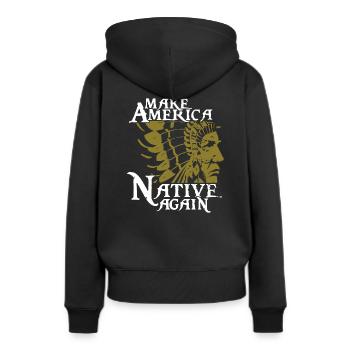Indianer indianisch Native American Ureinwohner - Frauen Premium Bio Hoodie - Schwarz - Hinten - Julia (174cm)