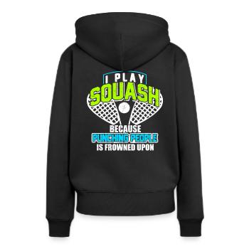Squash - Frauen Premium Bio Hoodie - Schwarz - Hinten - Julia (174cm)
