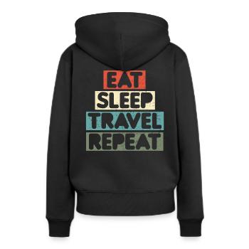 Tourists Traveller Manger Sleep Travel Repeat - Sweat à capuche Premium bio Femme - noir - Dos - Julia (174cm)