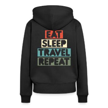 Voyageur de vacances - Sweat à capuche Premium bio Femme - noir - Dos - Julia (174cm)