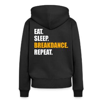 break dance - Sweat à capuche Premium bio Femme - noir - Dos - Julia (174cm)