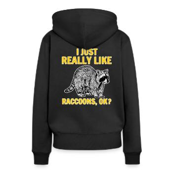 Waschbär lustige Tiere Sprüche lustig - Frauen Premium Bio Hoodie - Schwarz - Hinten - Julia (174cm)