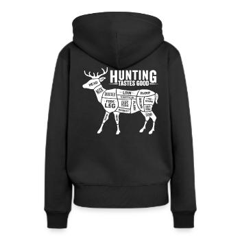 Hirschjagd Jagen Jagd Jäger - Frauen Premium Bio Hoodie - Schwarz - Hinten - Julia (174cm)