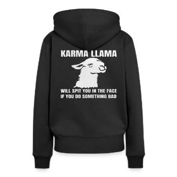 Llama Lustige Tiere - Frauen Premium Bio Hoodie - Schwarz - Hinten - Julia (174cm)